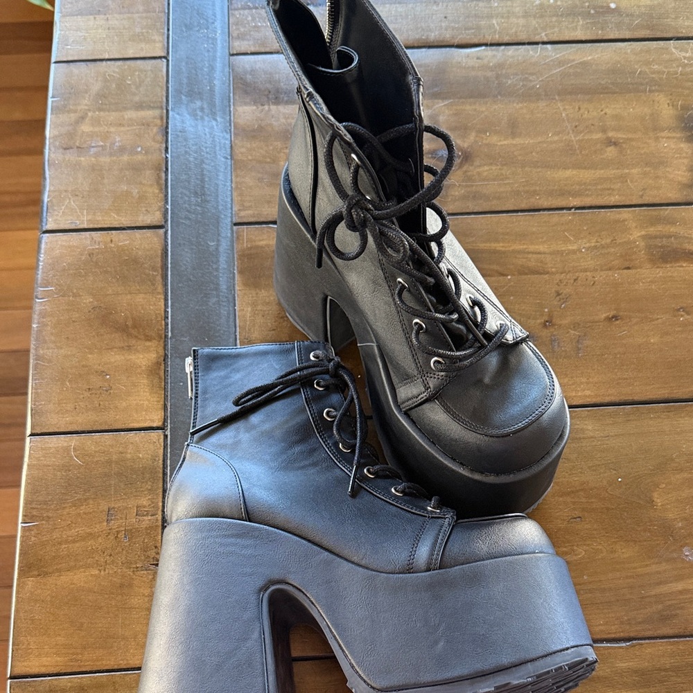 Demonia Black Platform Ankle Boots